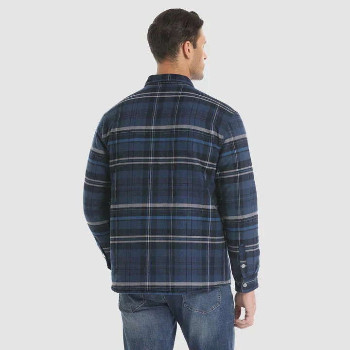 Herren Flanell Hemd Jacke lange Ärmel gesteppt gefüttert Plaid Mantel Button Down dicke Outwear für Winter - Image 5