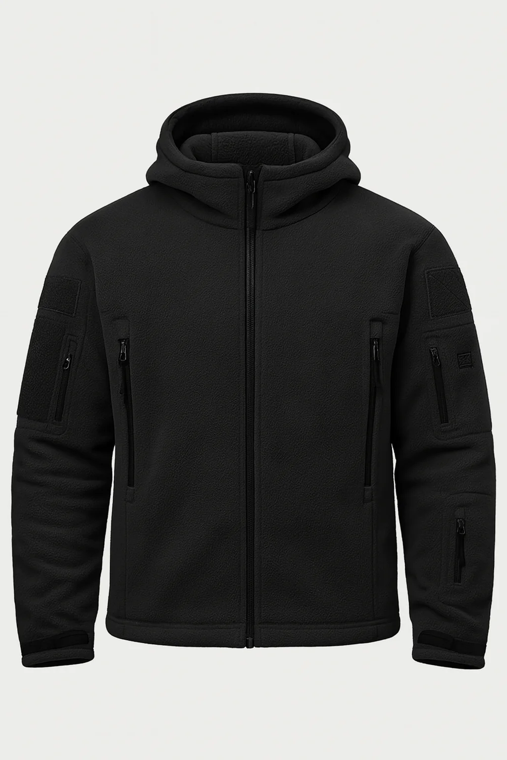 Herren Fleecejacke mit Kapuze, Mehreren Reißverschlusstaschen und Durchgehendem Frontverschluss - Image 2
