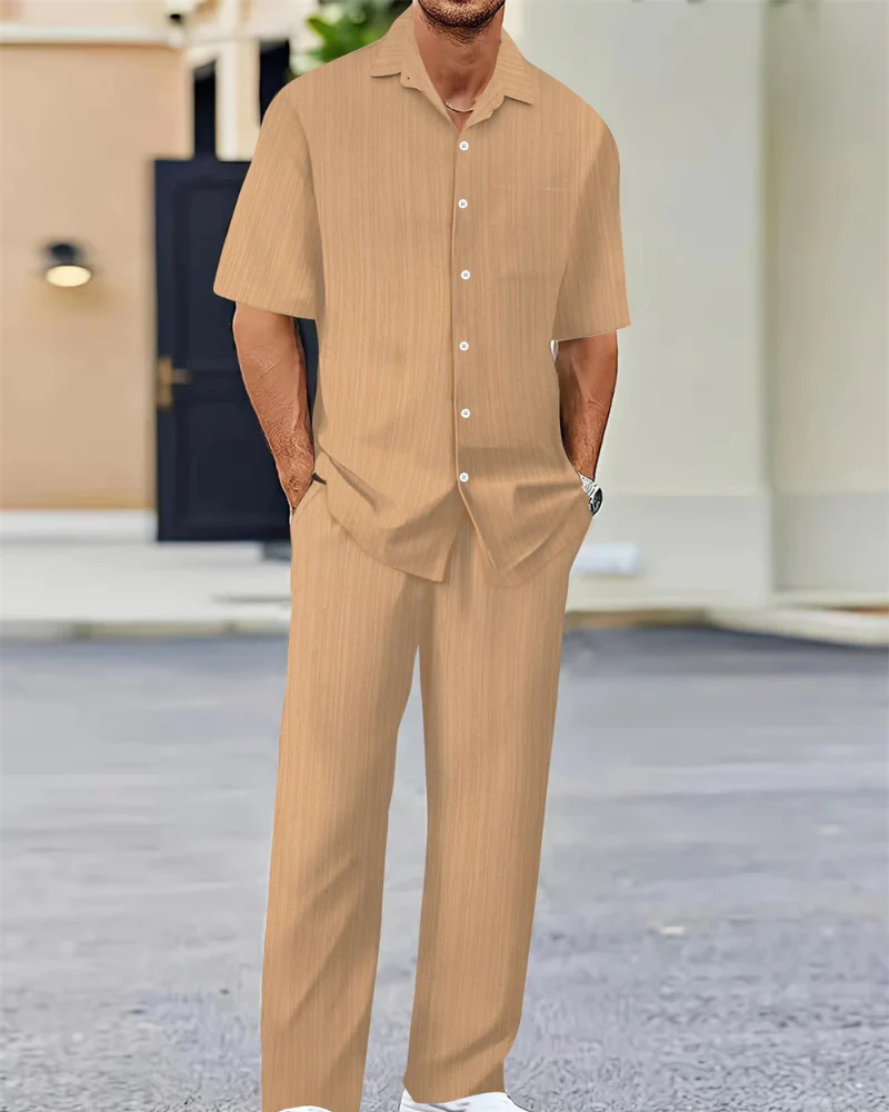 Herren Freizeit-Zweiteiler mit Kurzarm-Hemd und bequemer Hose - Image 5