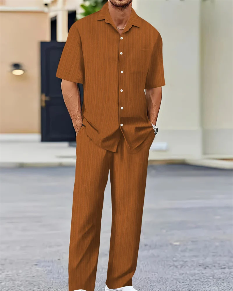 Herren Freizeit-Zweiteiler mit Kurzarm-Hemd und bequemer Hose - Image 7