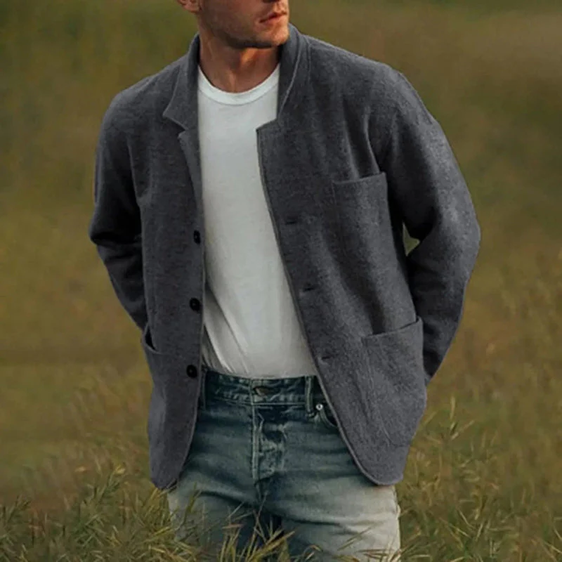 Herren Freizeitblazer mit Frontknöpfen und Aufgesetzten Taschen - Image 4