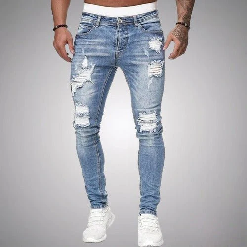 Herren Jeans Zerrissen Slim Fit | Atmungsaktiv Hose - Image 2