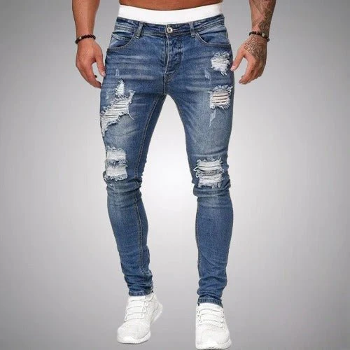 Herren Jeans Zerrissen Slim Fit | Atmungsaktiv Hose - Image 3