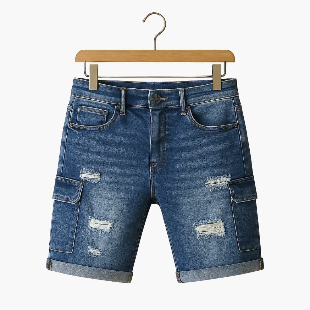 Herren Jeansshorts mit Raw Saum und Slim Fit Passform - Image 3