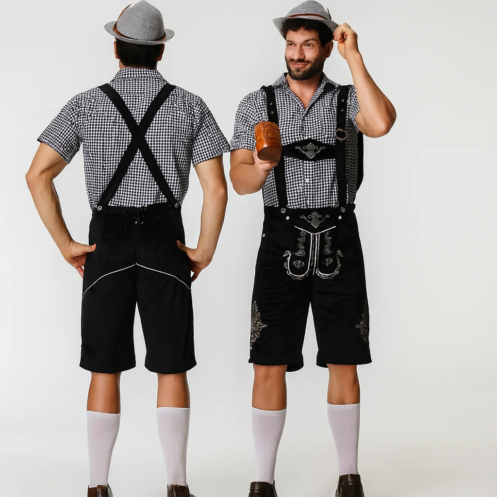 Herren Lederhose Braun – Traditionelle Trachtenhose mit Trägern für Oktoberfest München - Image 2