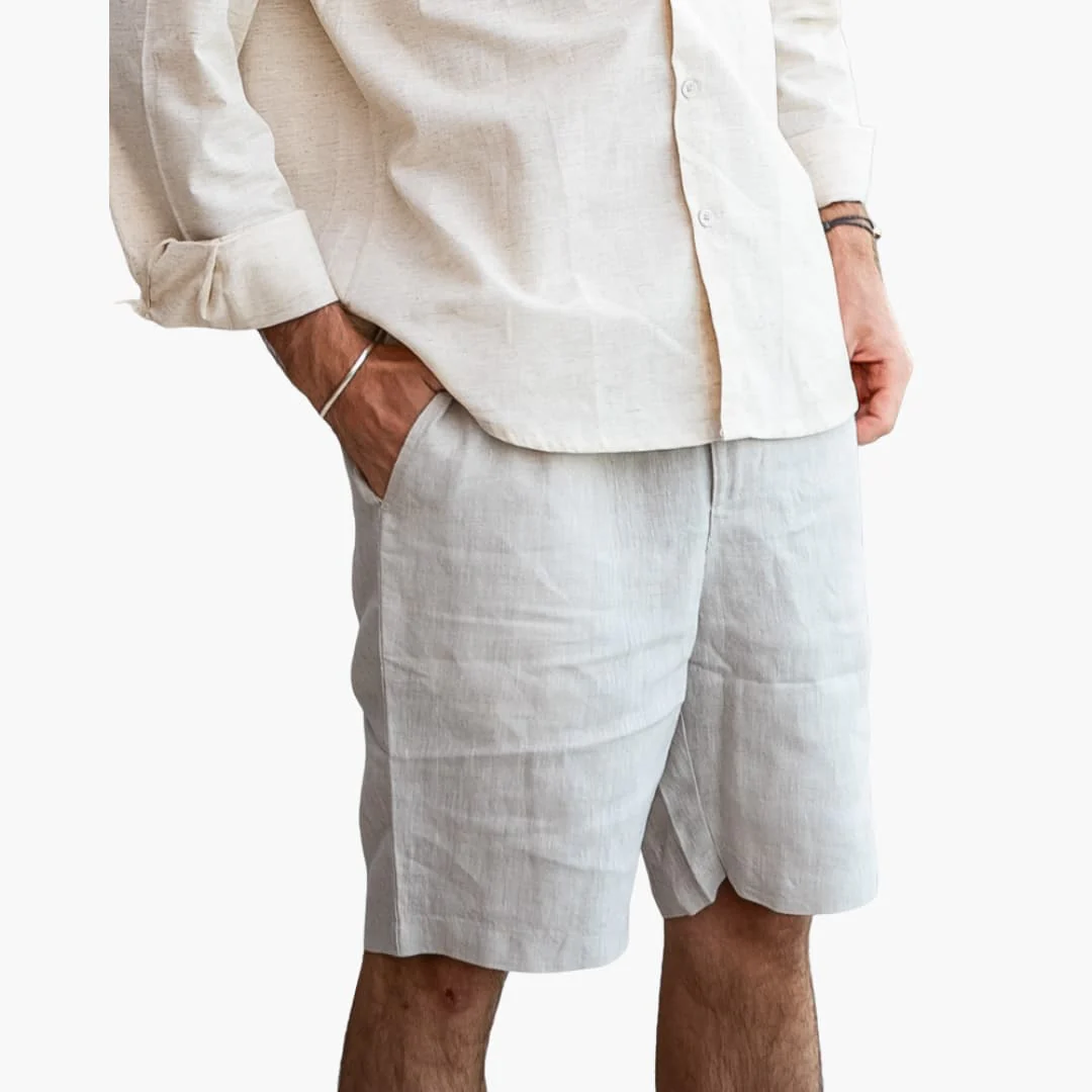 Herren Leinen Shorts mit Kordelzug und Seitentaschen - Image 15