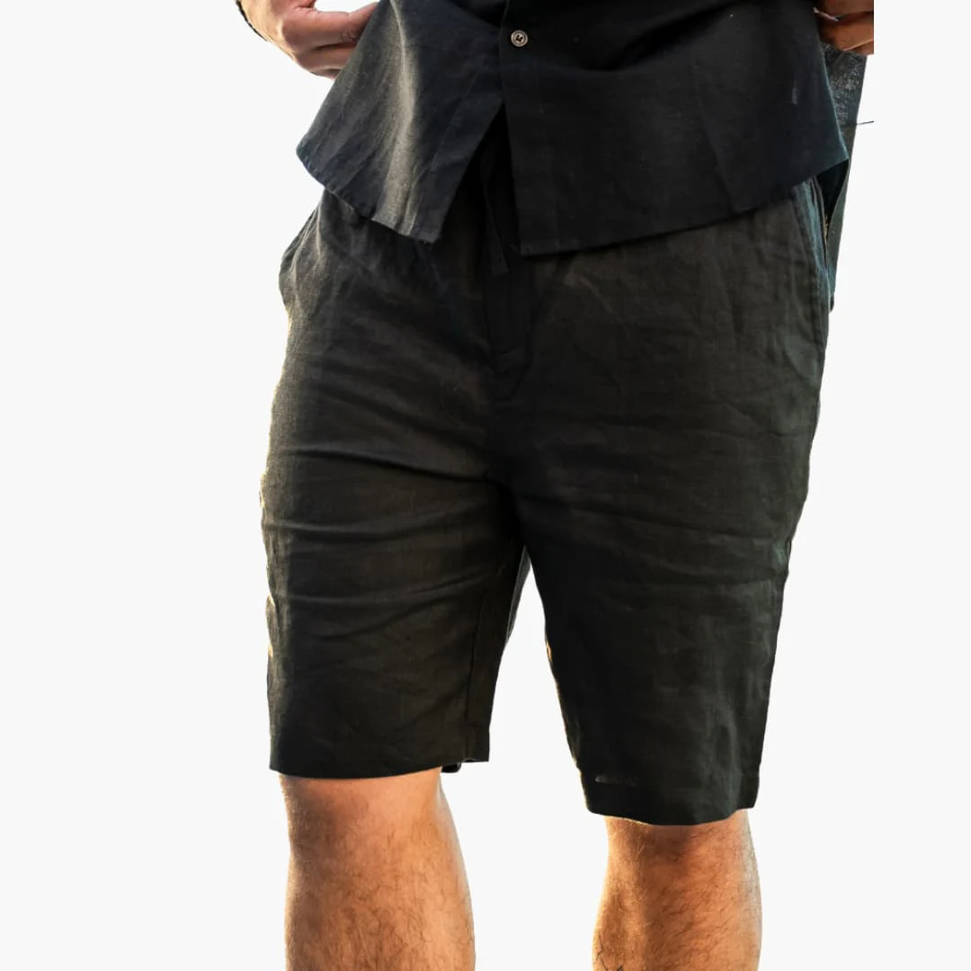 Herren Leinen Shorts mit Kordelzug und Seitentaschen - Image 2