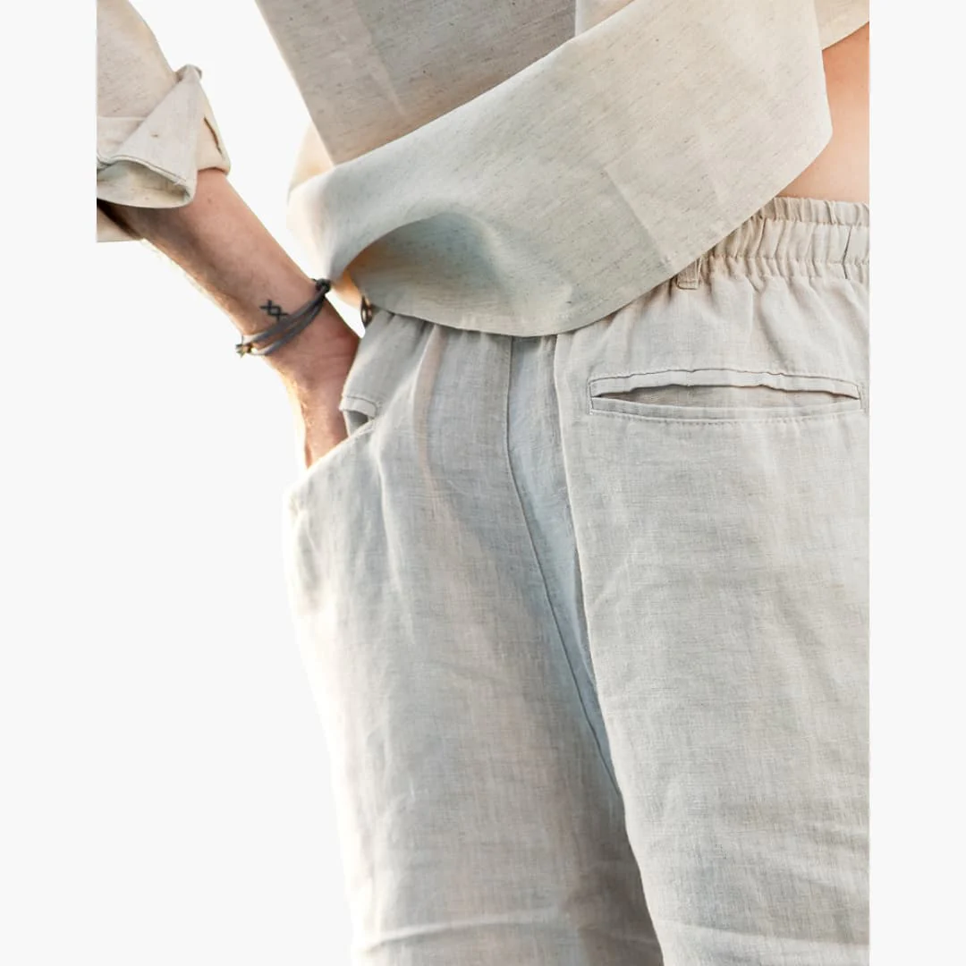 Herren Leinen Shorts mit Kordelzug und Seitentaschen - Image 6