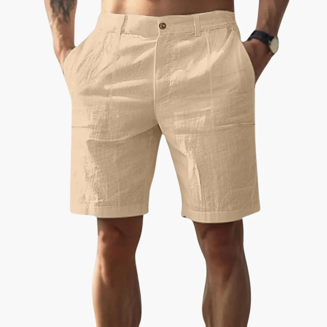 Herren Leinen Shorts mit Reißverschluss und Seitentaschen - Image 2