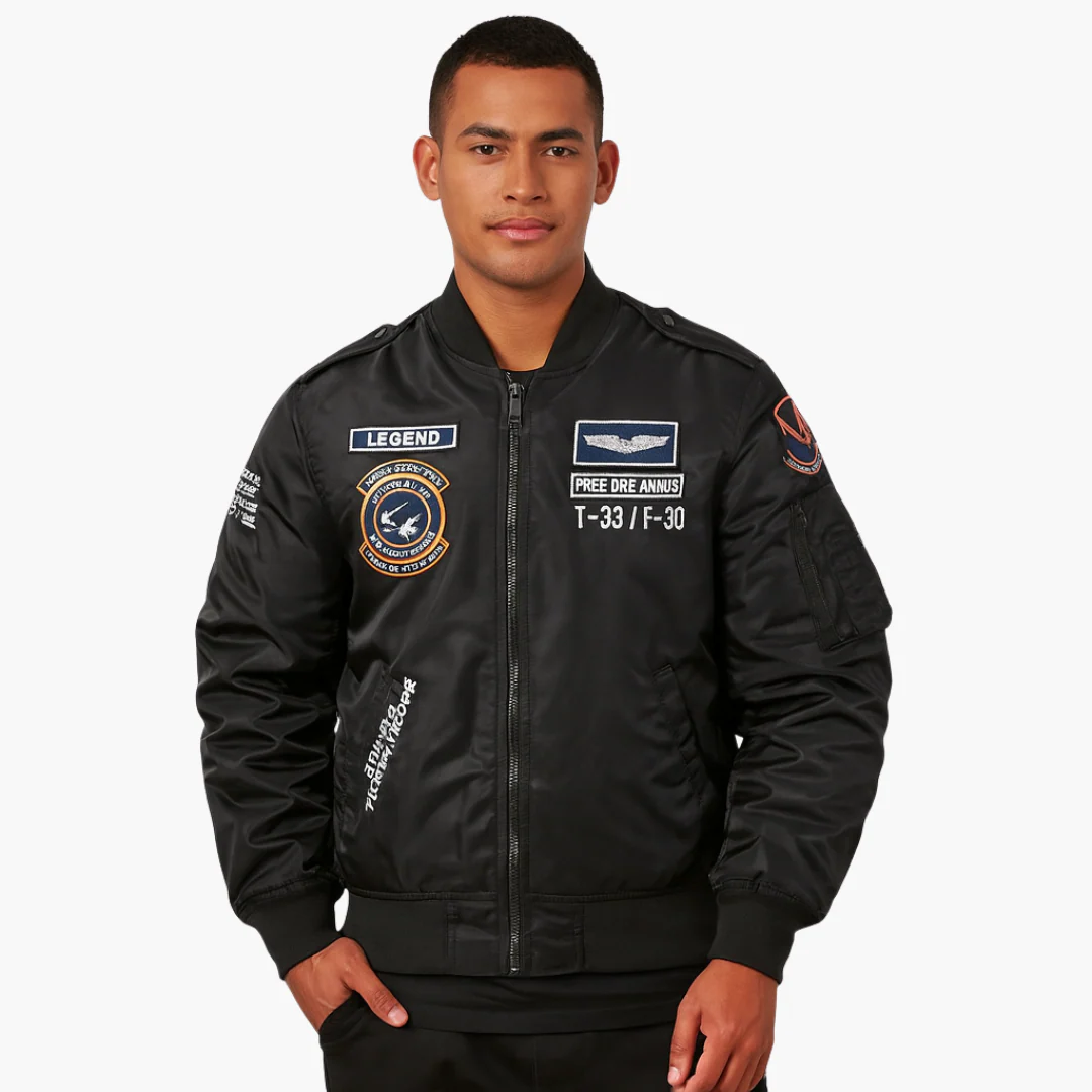 Herren Piloten Bomberjacke mit geripptem Saum - Image 5