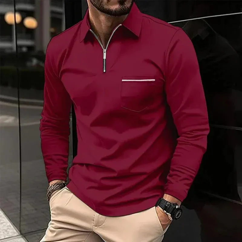 Herren Poloshirt mit Reißverschluss | Langarm - Image 5