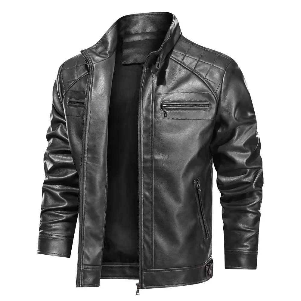 Herren Premium Bikerjacke | Schwarz und Braun - Image 3