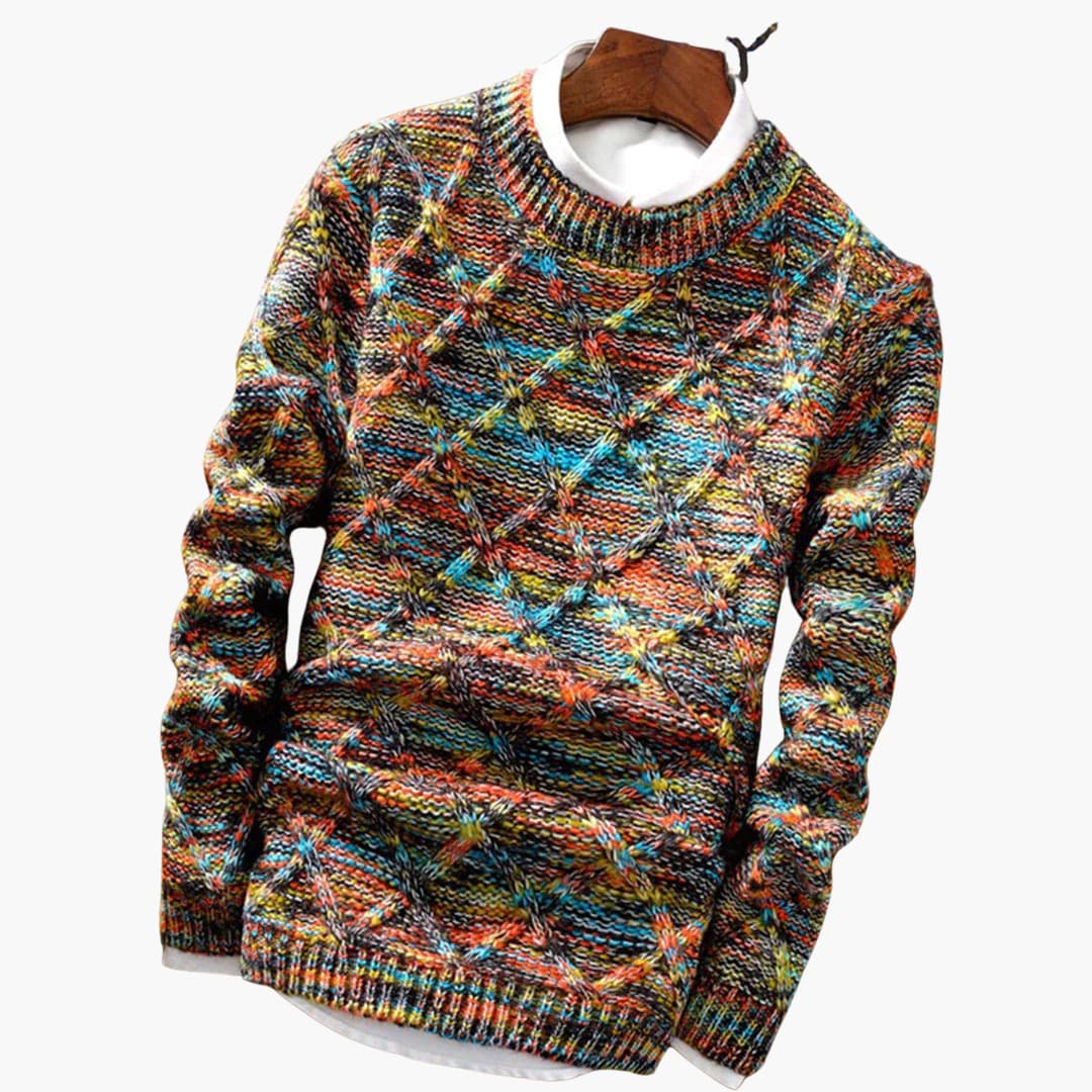 Herren pullover mit Rundhalsausschnitt und strukturierter Oberfläche
