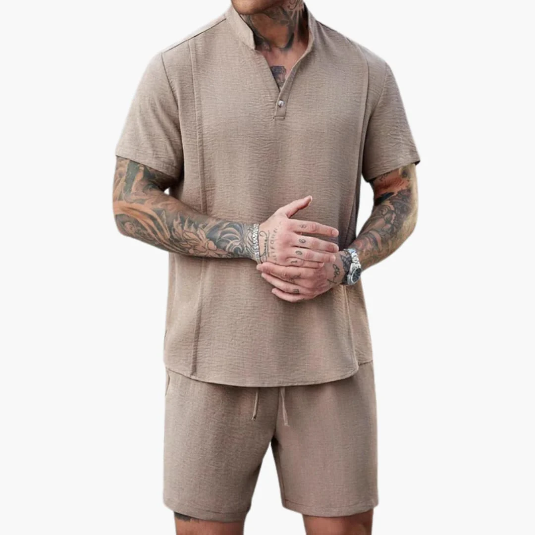 Herren Set mit Henley Shirt und Shorts für den Sommer - Image 3
