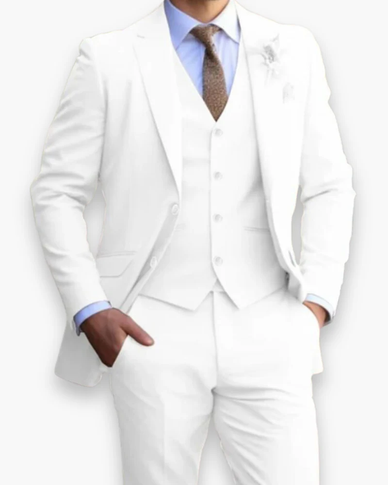 Herren Slim Fit Anzug Beige | Dreiteilig Hochzeit Elegant