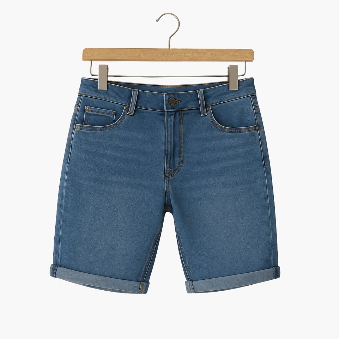 Herren Sommer Bermuda Shorts aus Denim mit Umschlag und Reißverschluss - Image 7