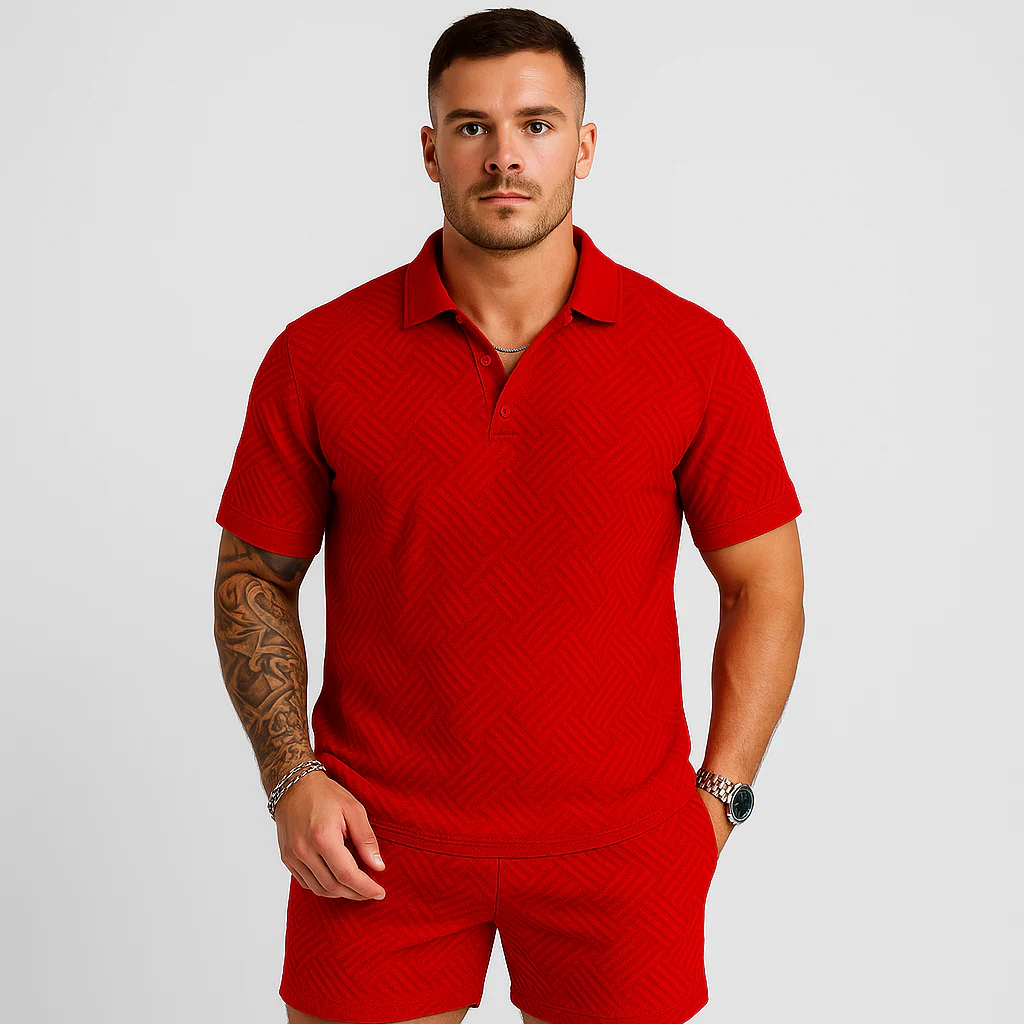 Herren Sommer Casual Set – Kurzarm-Poloshirt & passende Shorts