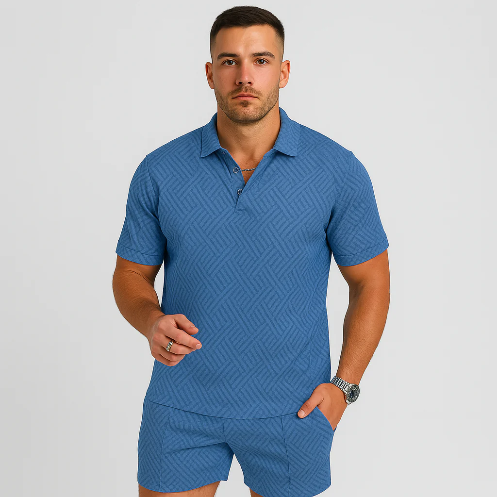 Herren Sommer Casual Set – Kurzarm-Poloshirt & passende Shorts - Image 3