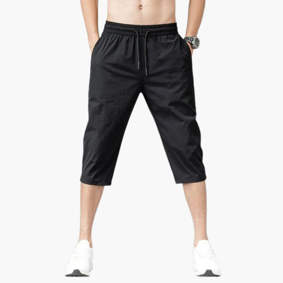 Herren Sommer Dreiviertel Shorts mit Kordelzug und geradem Bein