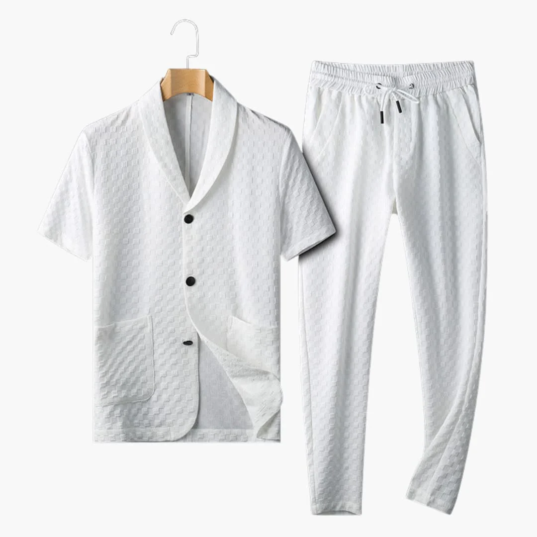 Herren Sommer Loungewear Set mit Knopfleiste und Jogginghose - Image 2
