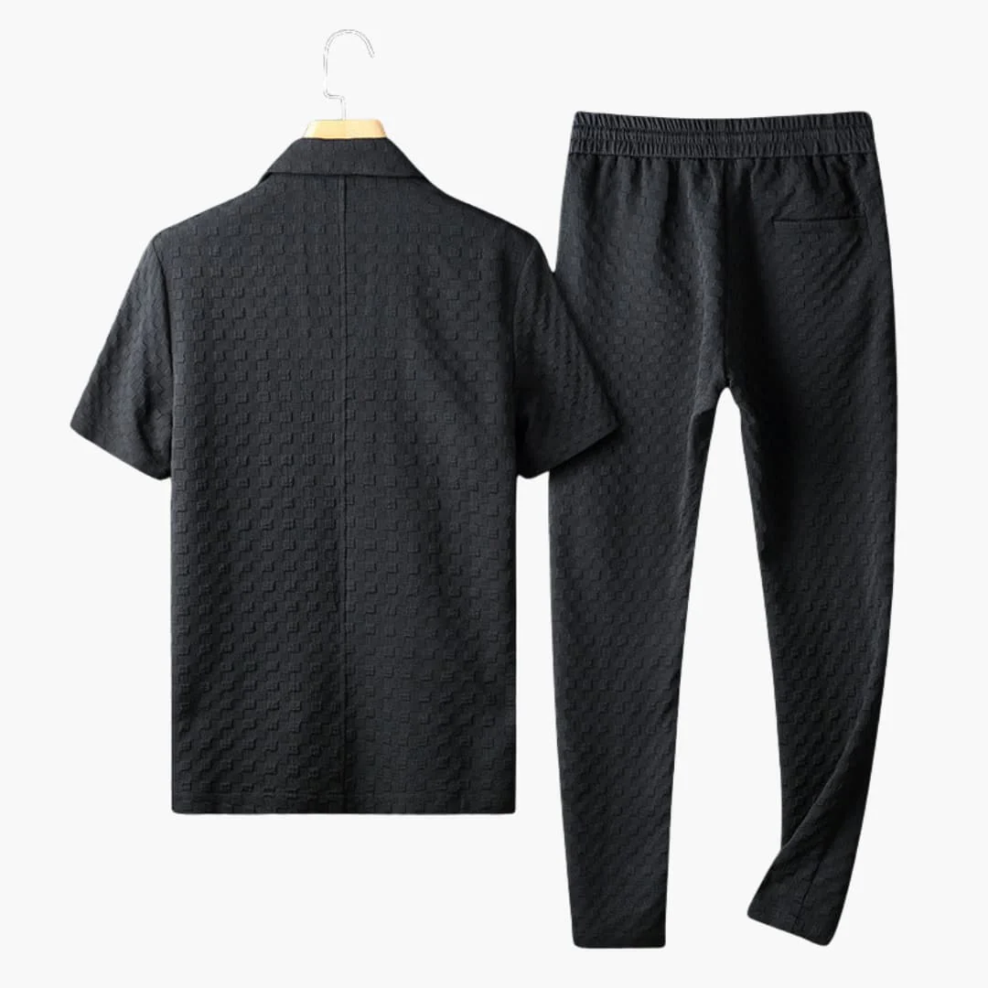 Herren Sommer Loungewear Set mit Knopfleiste und Jogginghose - Image 3
