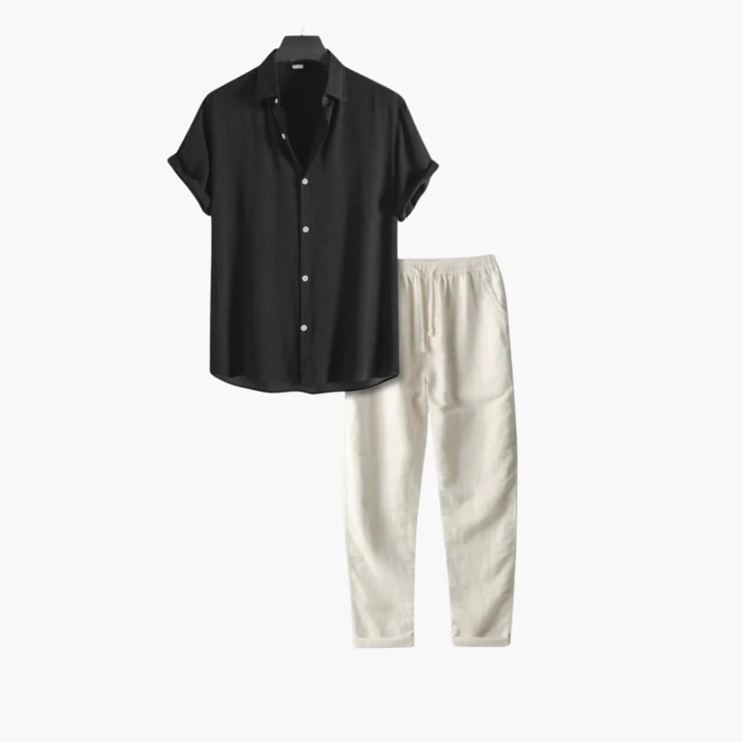 Herren Sommer Schlafanzug Set mit Kurzarmhemd und langer Hose - Image 2