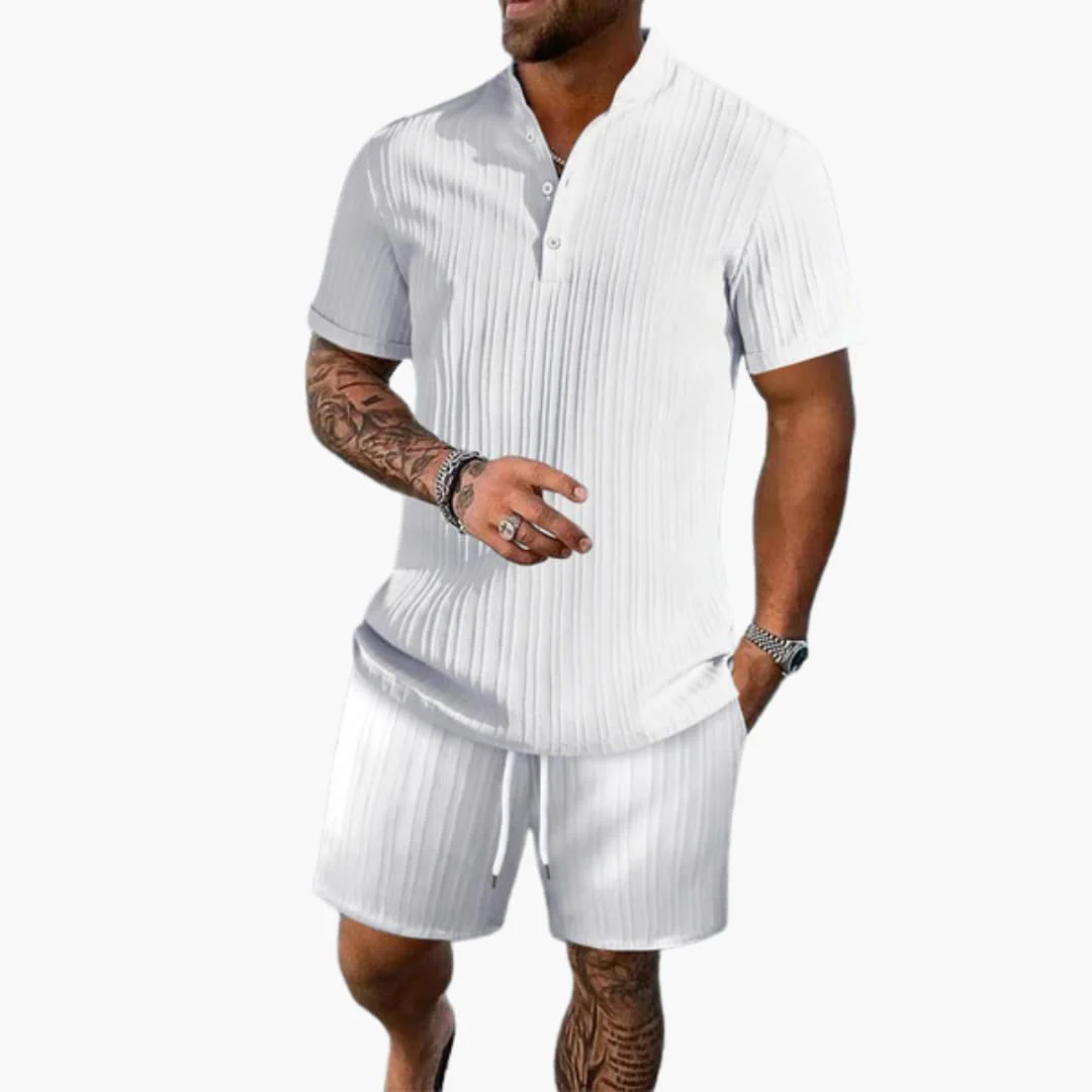 Herren Sommer Set mit Poloshirt und Shorts aus Rippstoff - Image 2