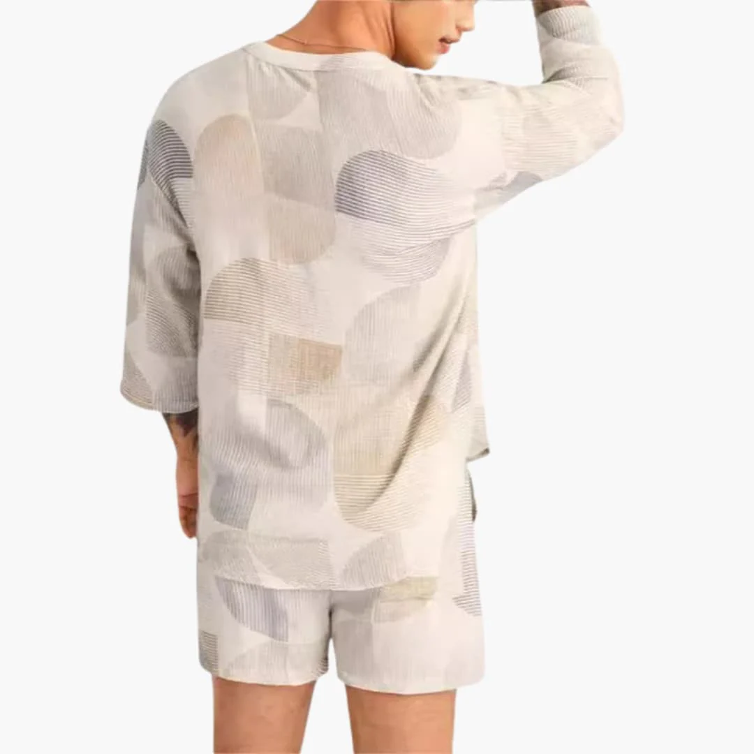Herren Sommer Set mit Spitzenausschnitt und kurzen Hosen - Image 3