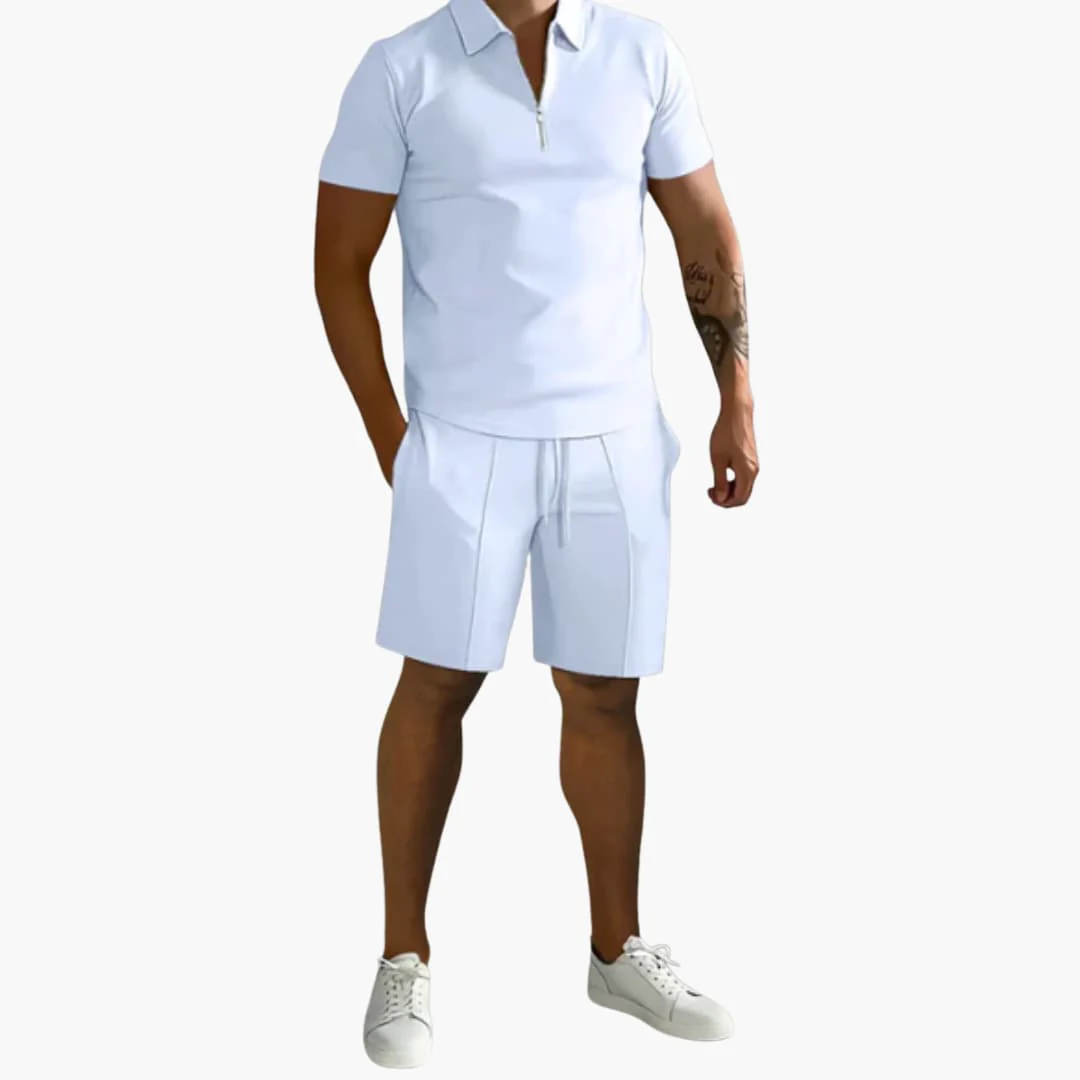 Herren Sommer-Zweiteiler mit Half-Zip-Shirt und Shorts - Image 2