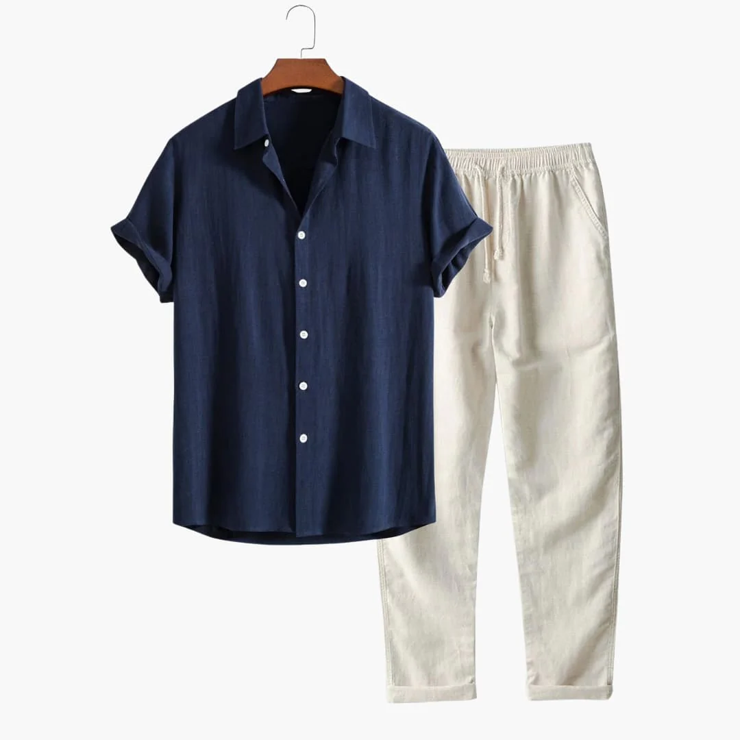 Herren Sommer-Zweiteiler mit Kurzarmhemd und Tapered-Hose - Image 4