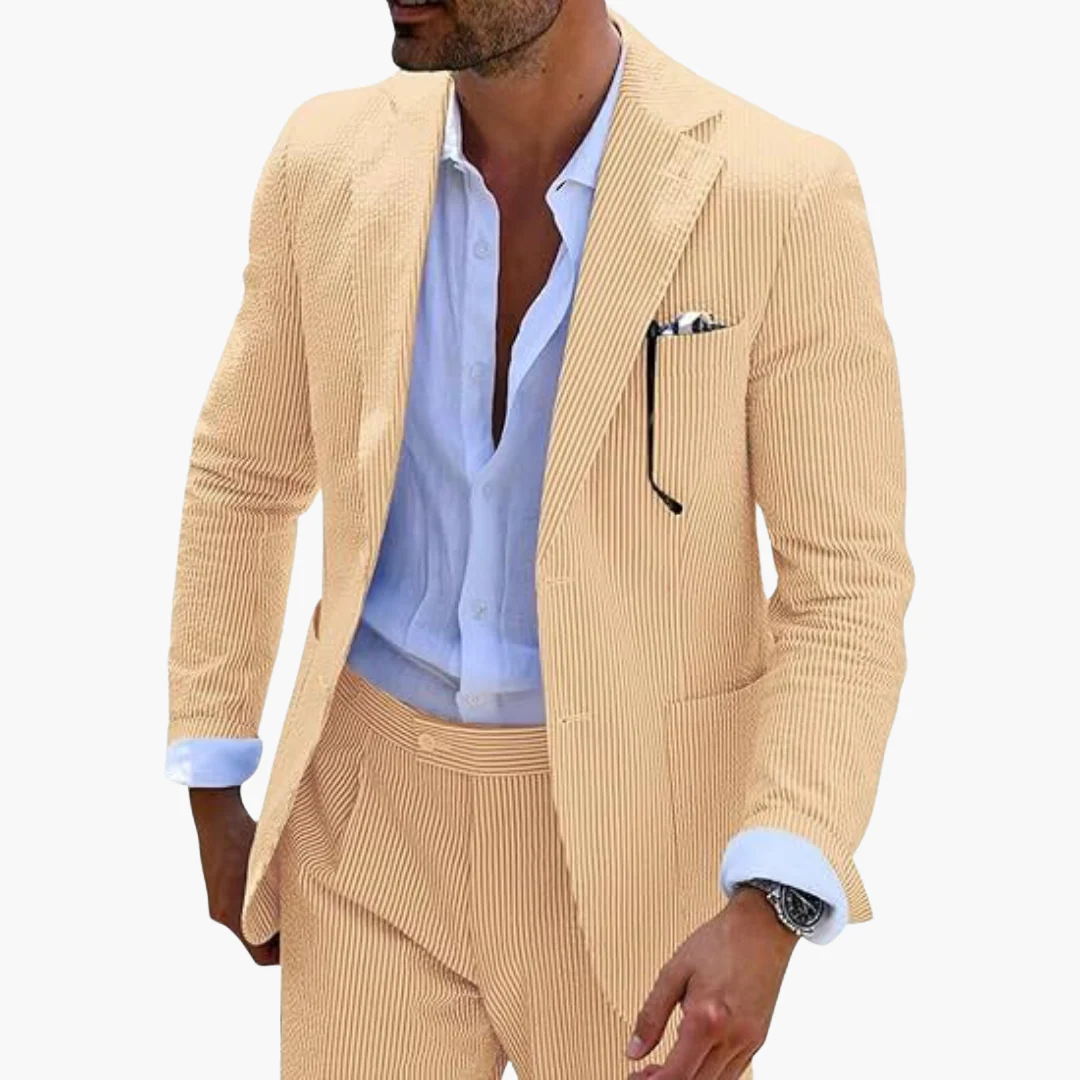 Herren Sommeranzug zweiteilig mit Nadelstreifen und Slim Fit - Image 3