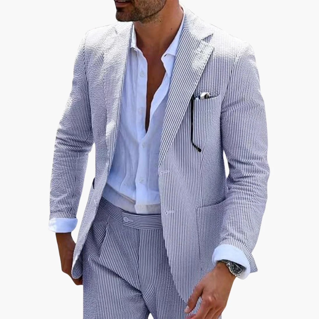 Herren Sommeranzug zweiteilig mit Nadelstreifen und Slim Fit - Image 5
