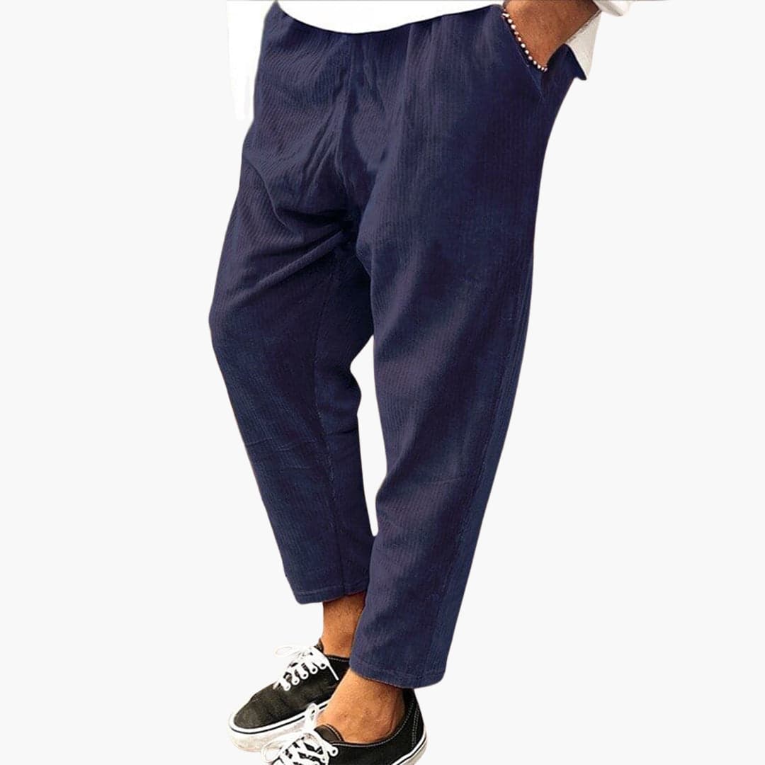 Herren Sommerhose aus Polyester mit Gummibund und Cordstruktur