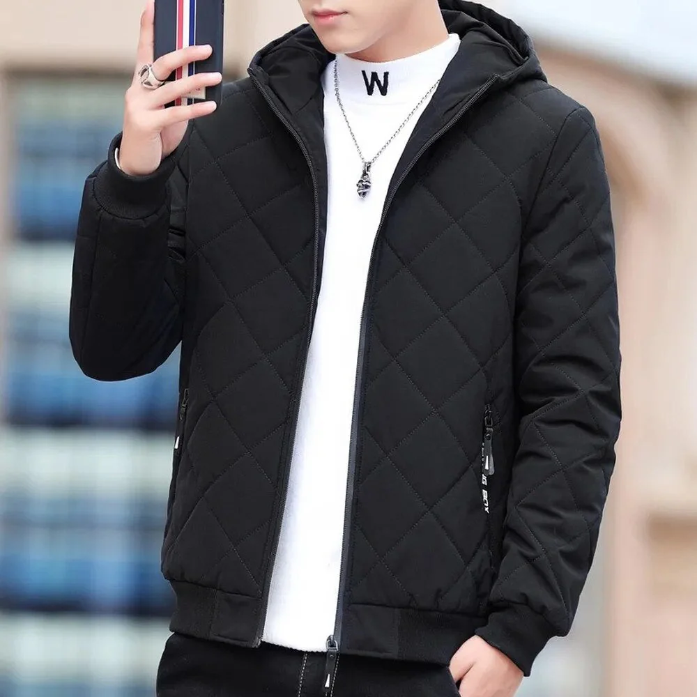 Herren Steppjacke mit Kapuze und Diamantmuster - Image 2