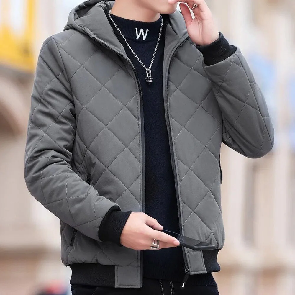Herren Steppjacke mit Kapuze und Diamantmuster - Image 3