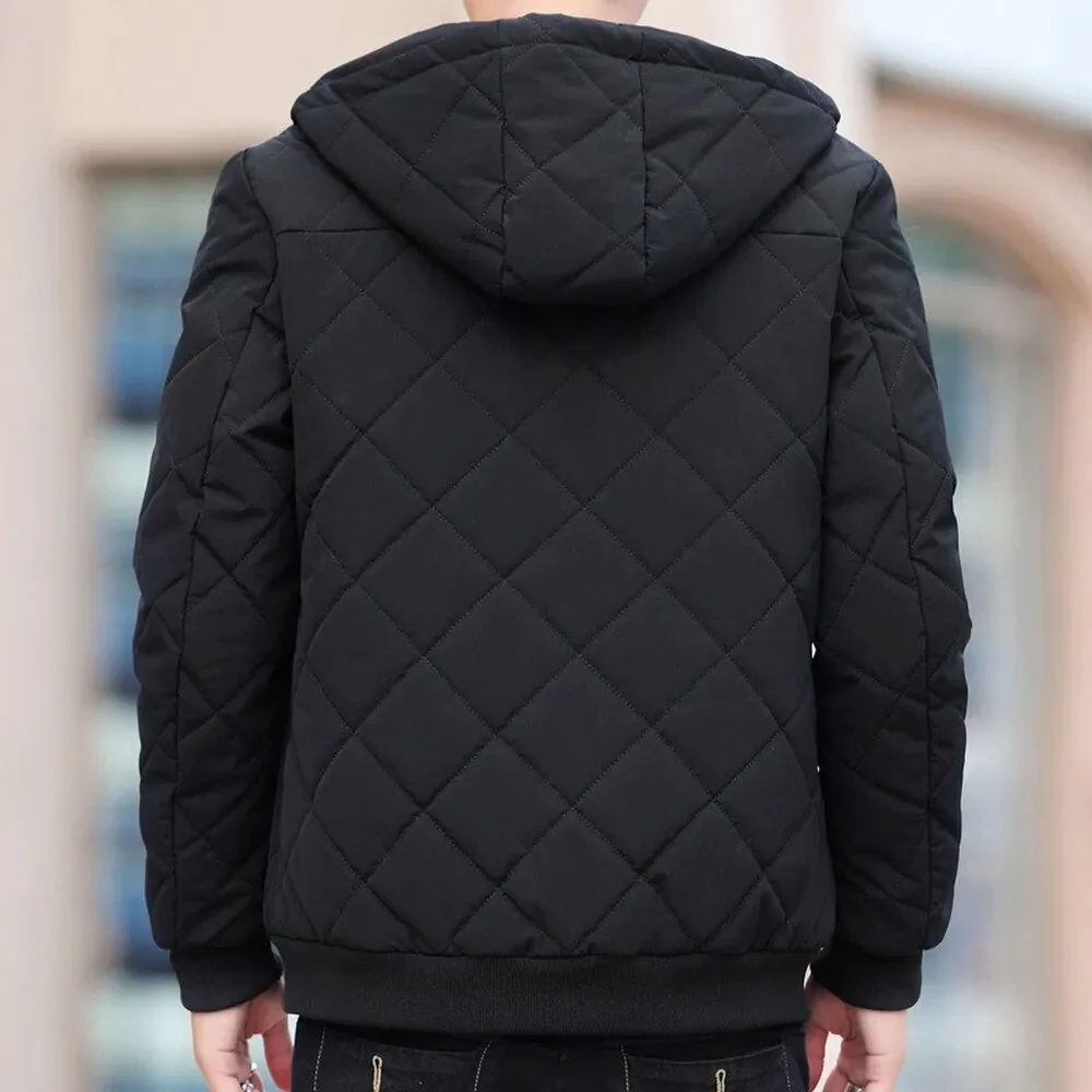 Herren Steppjacke mit Kapuze und Diamantmuster - Image 4