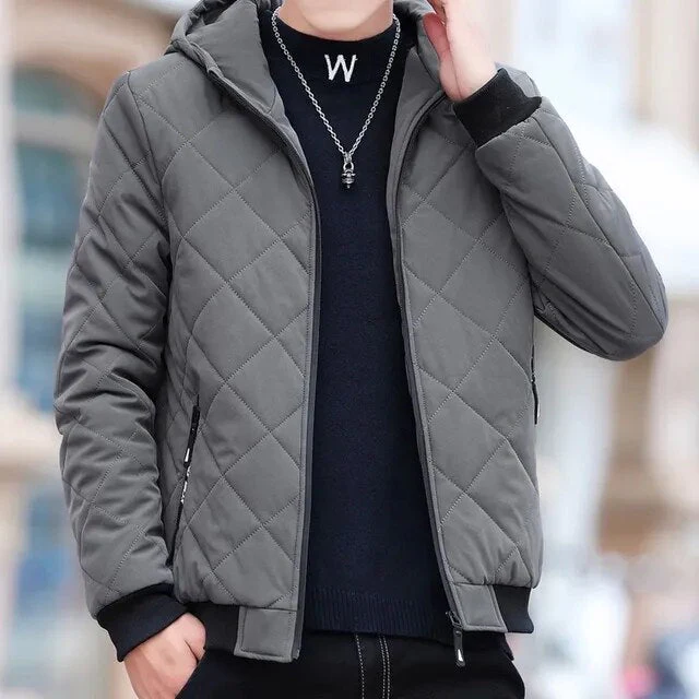Herren Steppjacke mit Kapuze und Diamantmuster - Image 7