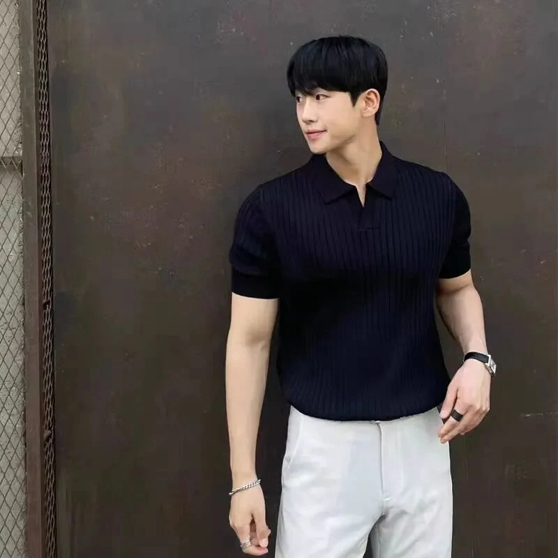 Herren Strick-Poloshirts mit kurzen Ärmeln - Image 3