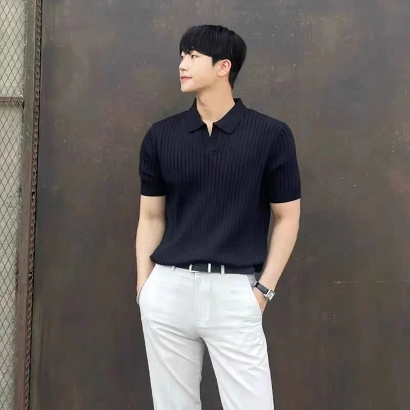 Herren Strick-Poloshirts mit kurzen Ärmeln - Image 4