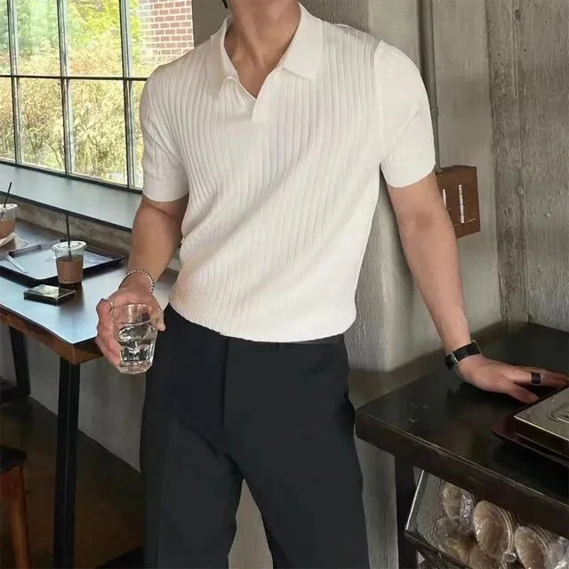 Herren Strick-Poloshirts mit kurzen Ärmeln - Image 7