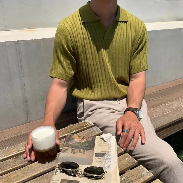 Herren Strick-Poloshirts mit kurzen Ärmeln - Image 9