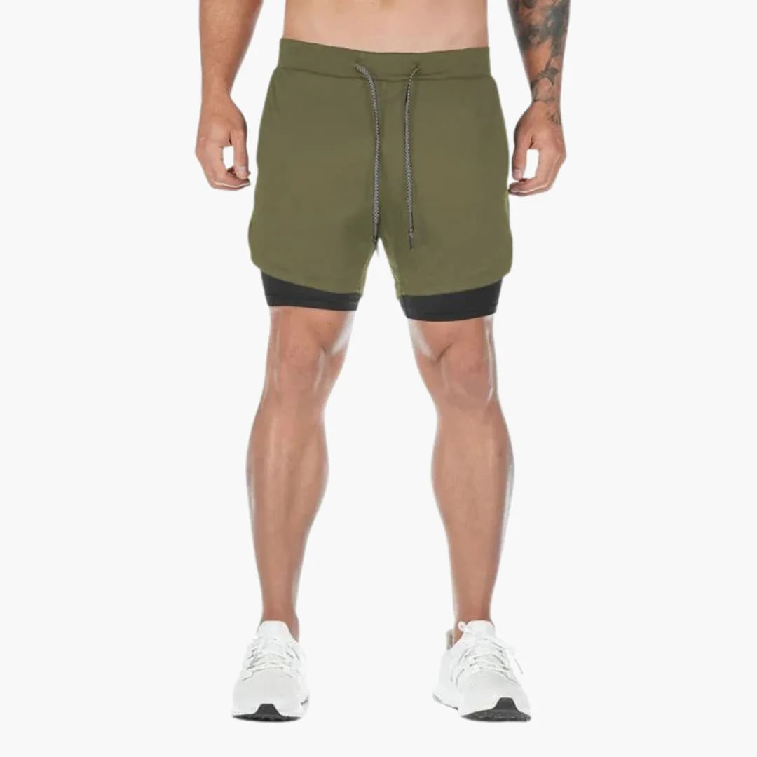 Herren Trainingsshorts mit Innenhose und Kordelzugbund - Image 4