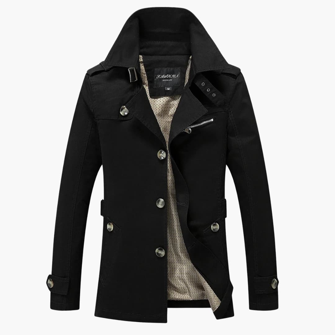 Herren Trench coat mit Knopfverschluss und Taschen Details - Image 15