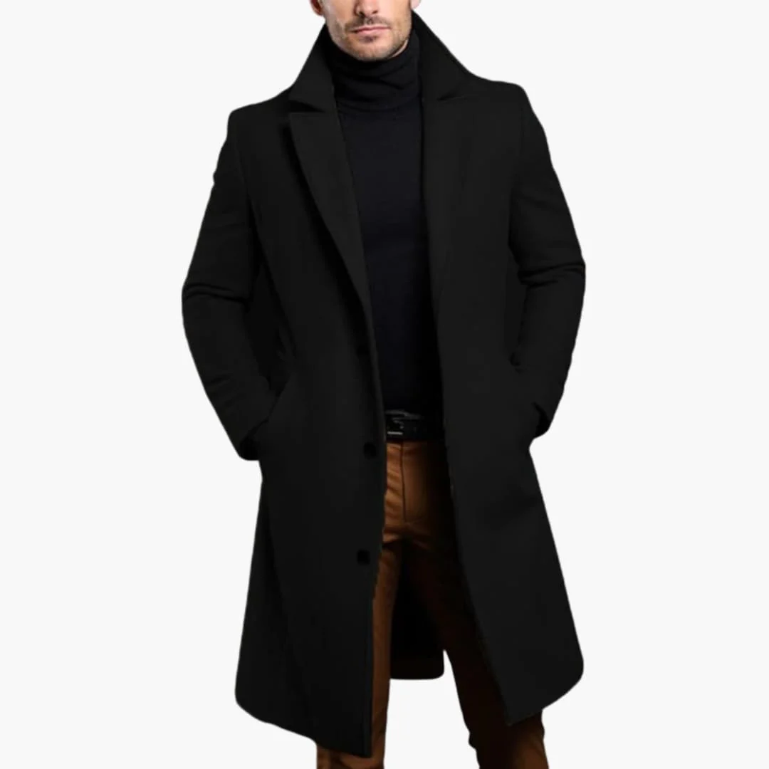 Herren Trenchcoat lang mit Knopfleiste - Reverskragen und Seitentaschen - Image 4