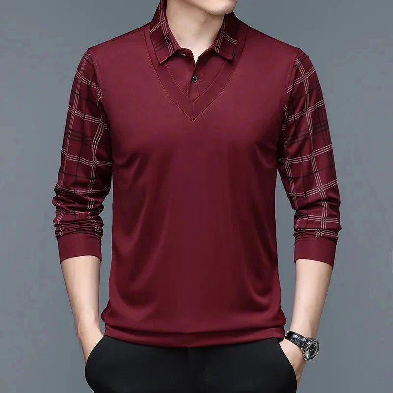 Herren warmes kariertes Poloshirt | Lang - Image 4