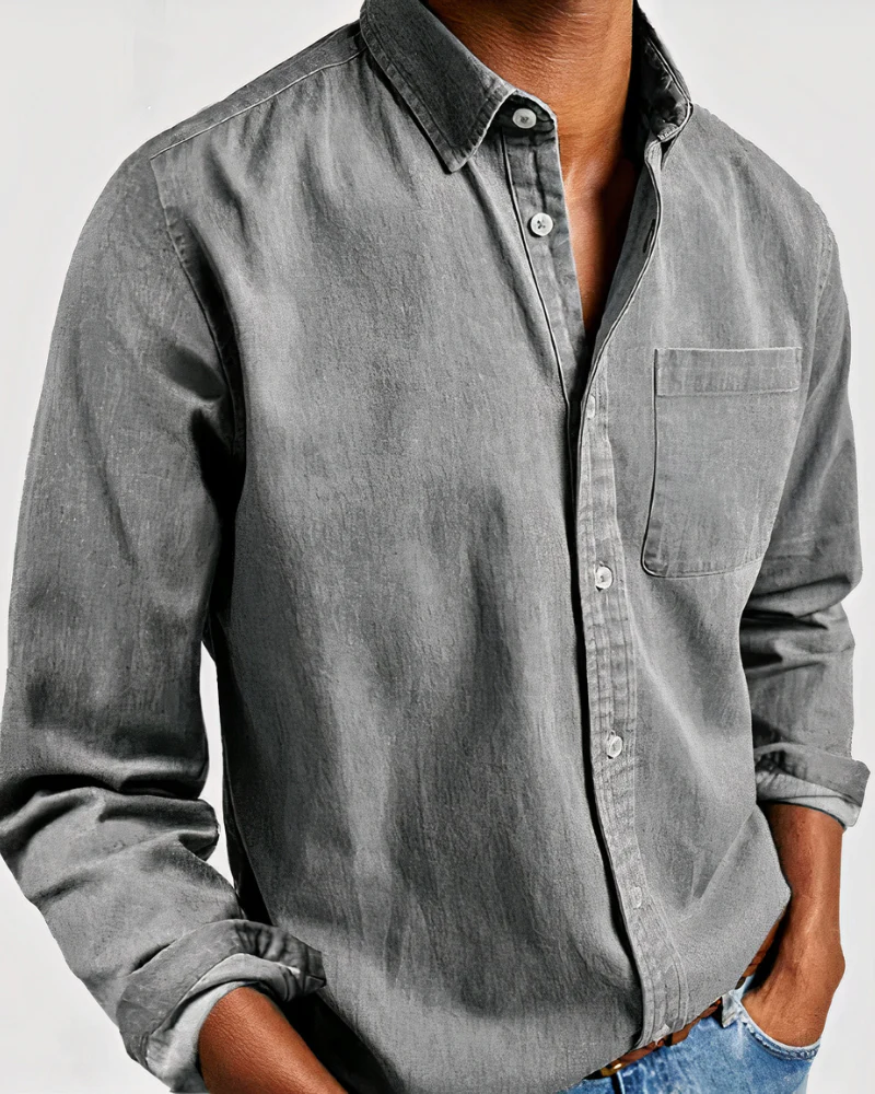 Herren weiches Jeanshemd | Langarm - Image 4
