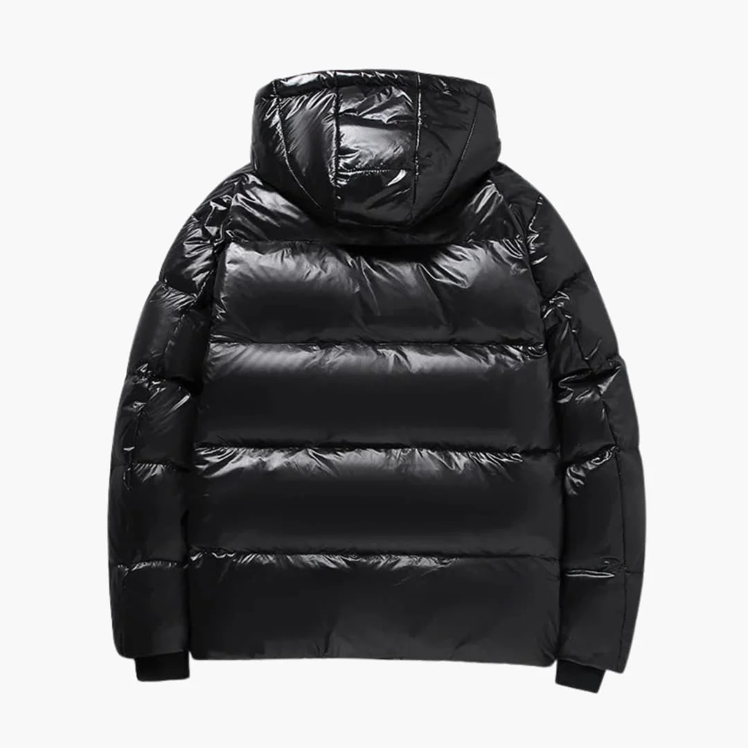 Herren Winter-Daunenjacke mit Kapuze und Reißverschluss