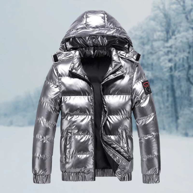 Herren Winterjacke | Glänzende Steppjacke Mit Kapuze - Image 4