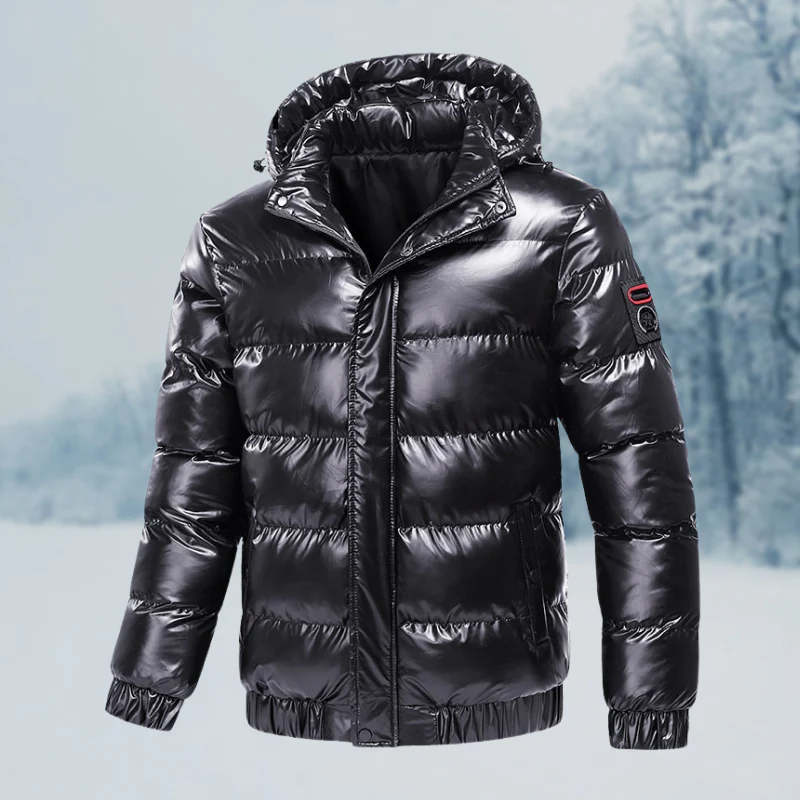 Herren Winterjacke | Glänzende Steppjacke Mit Kapuze - Image 5