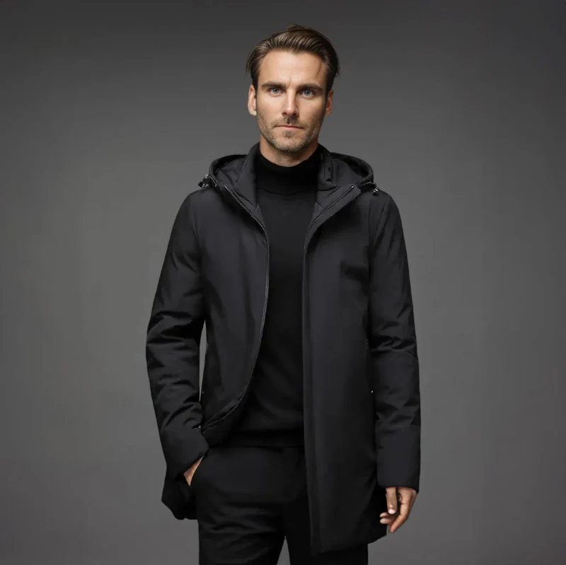 Herren Winterparka mit Kapuze, Gestepptem Futter und Frontreißverschluss - Image 6